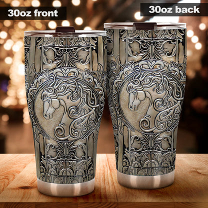 Love Horses Tumbler With Metal Pattern Print 0622