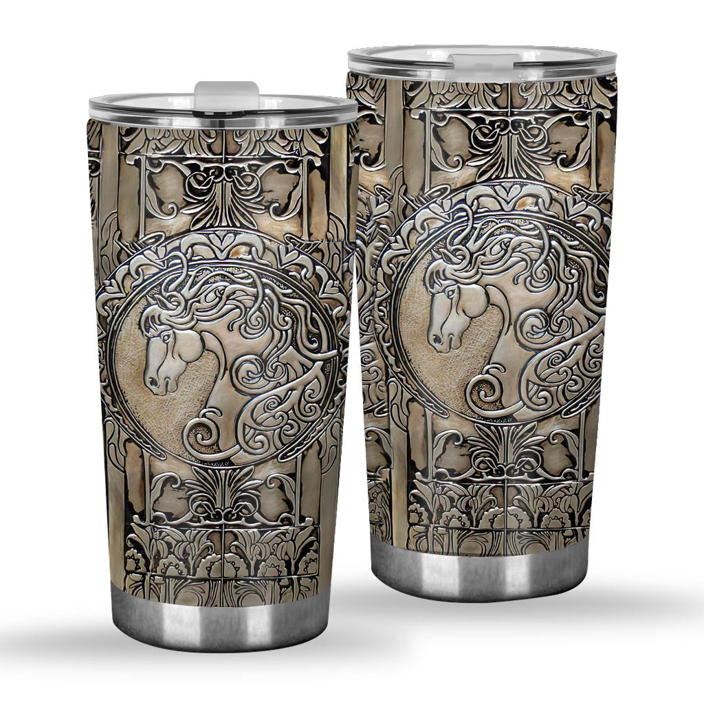 Love Horses Tumbler With Metal Pattern Print 0622