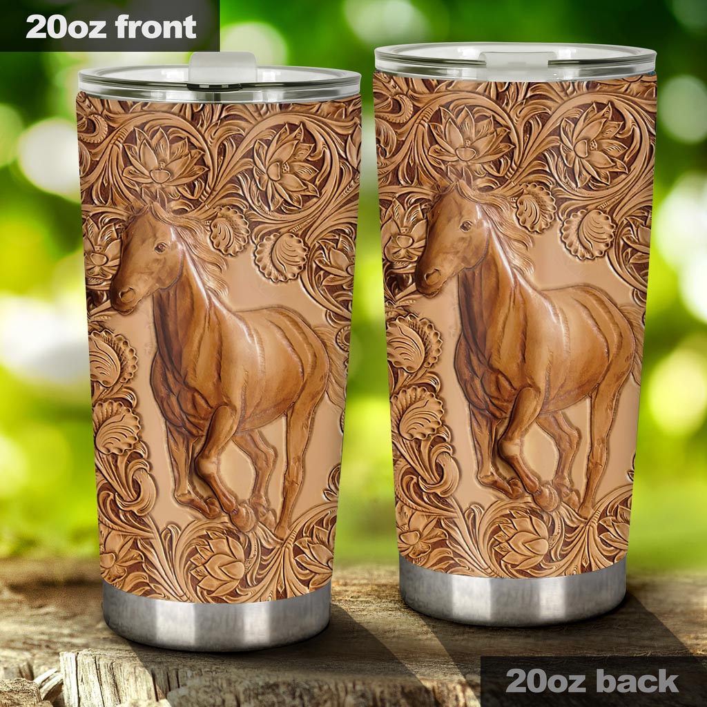 Horse Leather Pattern Print Horse Tumbler 0622
