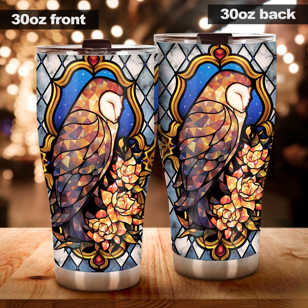 Majestic Owl Stained Glass Print Owl Tumbler 0622