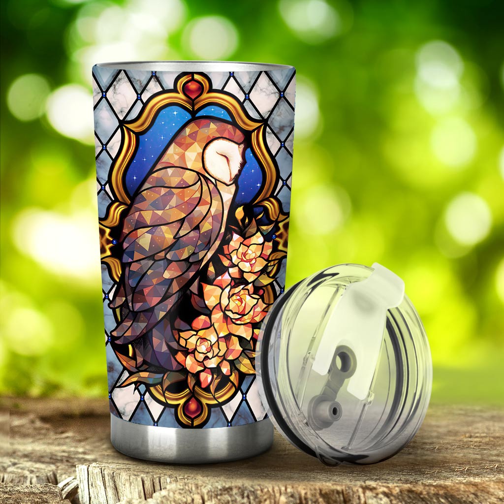 Majestic Owl Stained Glass Print Owl Tumbler 0622