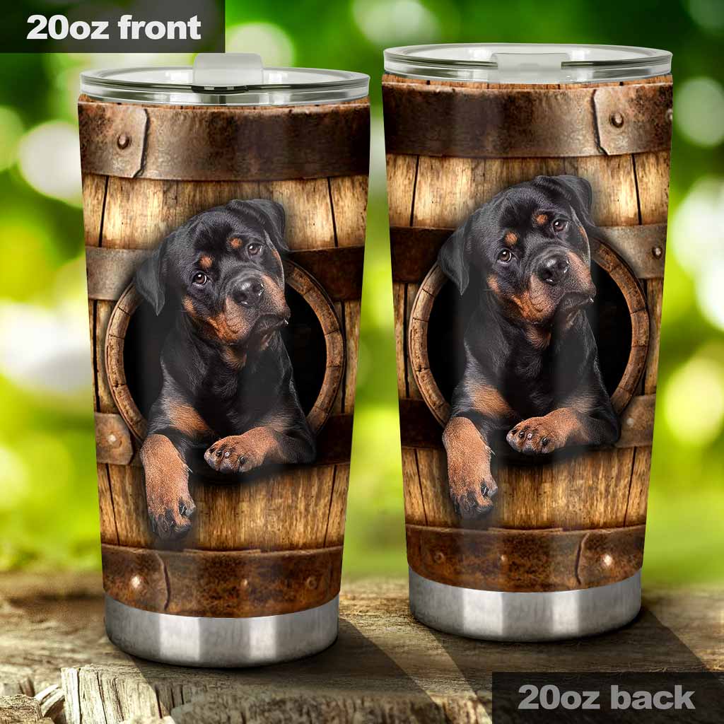 Rottweilers Tumbler With Wood Pattern Print 0622