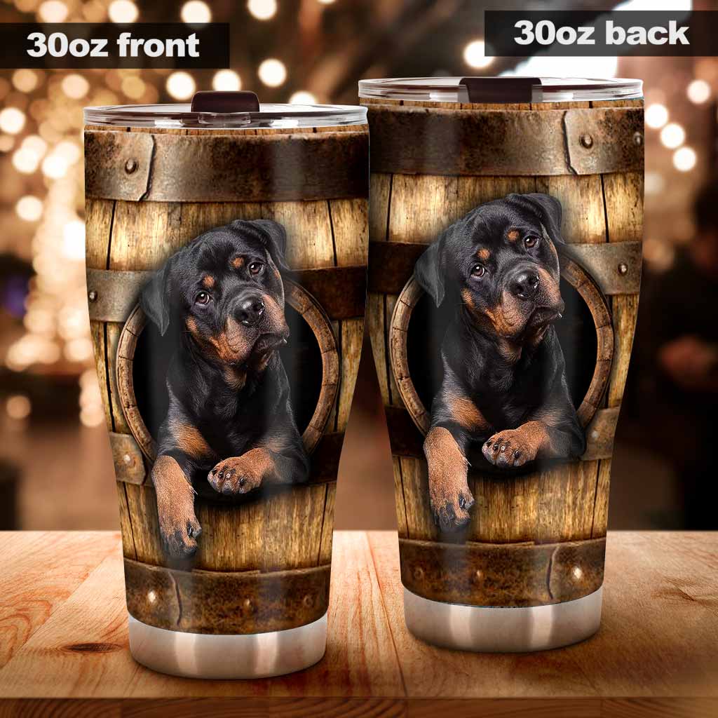 Rottweilers Tumbler With Wood Pattern Print 0622