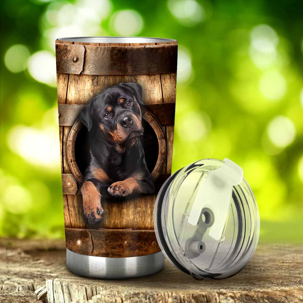 Rottweilers Tumbler With Wood Pattern Print 0622