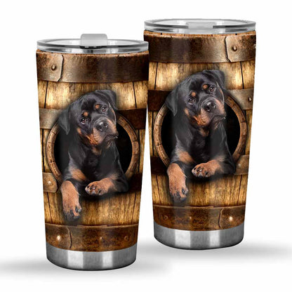 Rottweilers Tumbler With Wood Pattern Print 0622