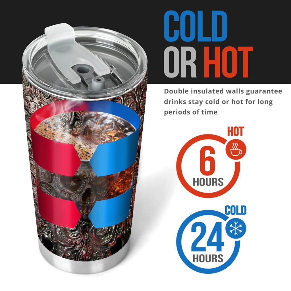 Skull Metal Pattern Print Skull Tumbler 0622