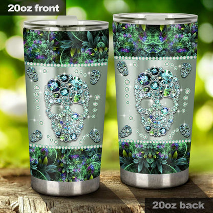 Skull Rhinestone Pattern Print Skull Tumbler 0622