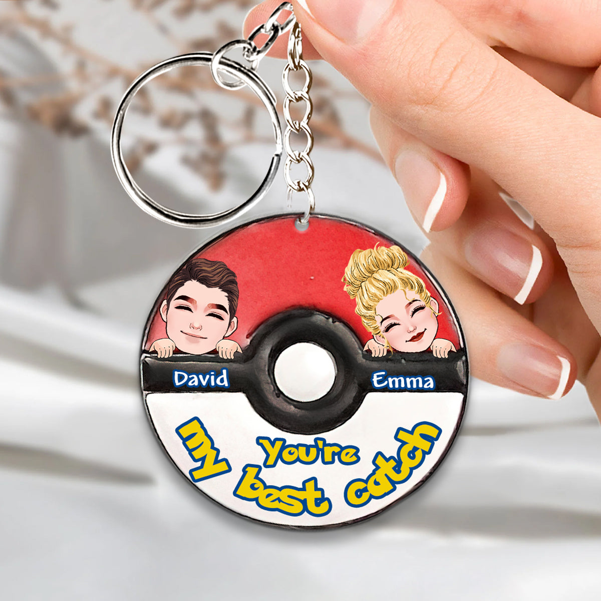 My Best Catch - Personalized Monster Trainer Keychain (Printed On Both Sides)