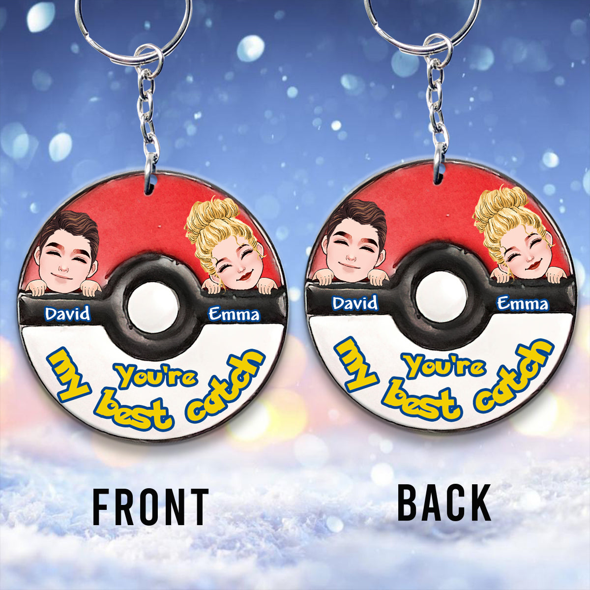 My Best Catch - Personalized Monster Trainer Keychain (Printed On Both Sides)