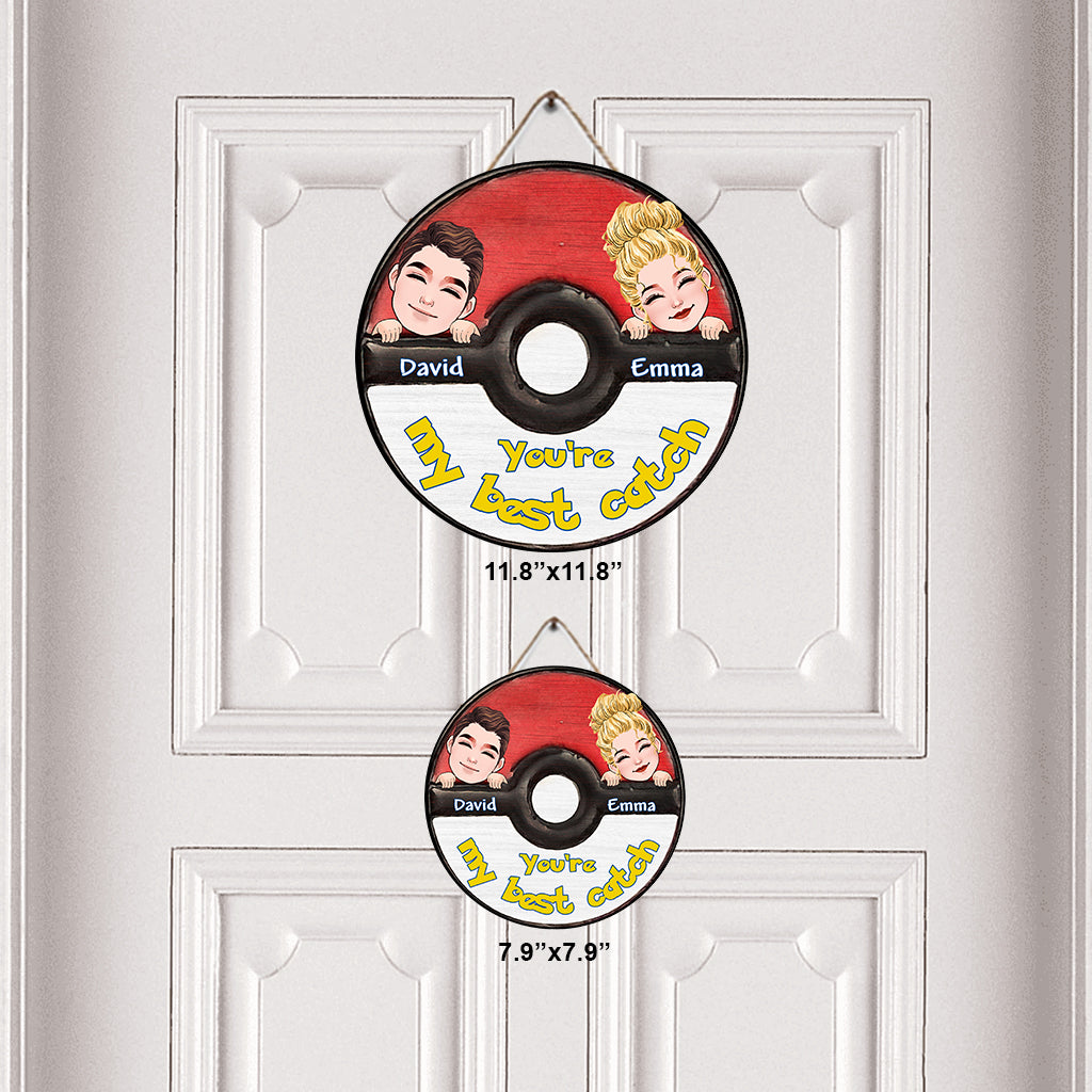 My Best Catch - Personalized Monster Trainer Round Wood Sign