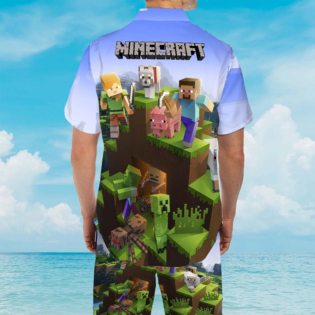 Craftman Look - Personalized Block World Hawaiian Shirt & Men Shorts