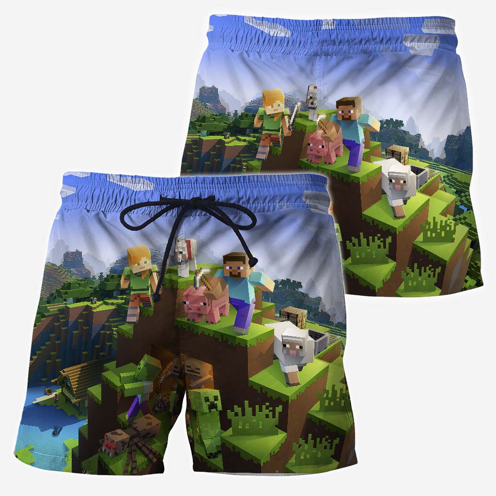 Craftman Look - Personalized Block World Hawaiian Shirt & Men Shorts
