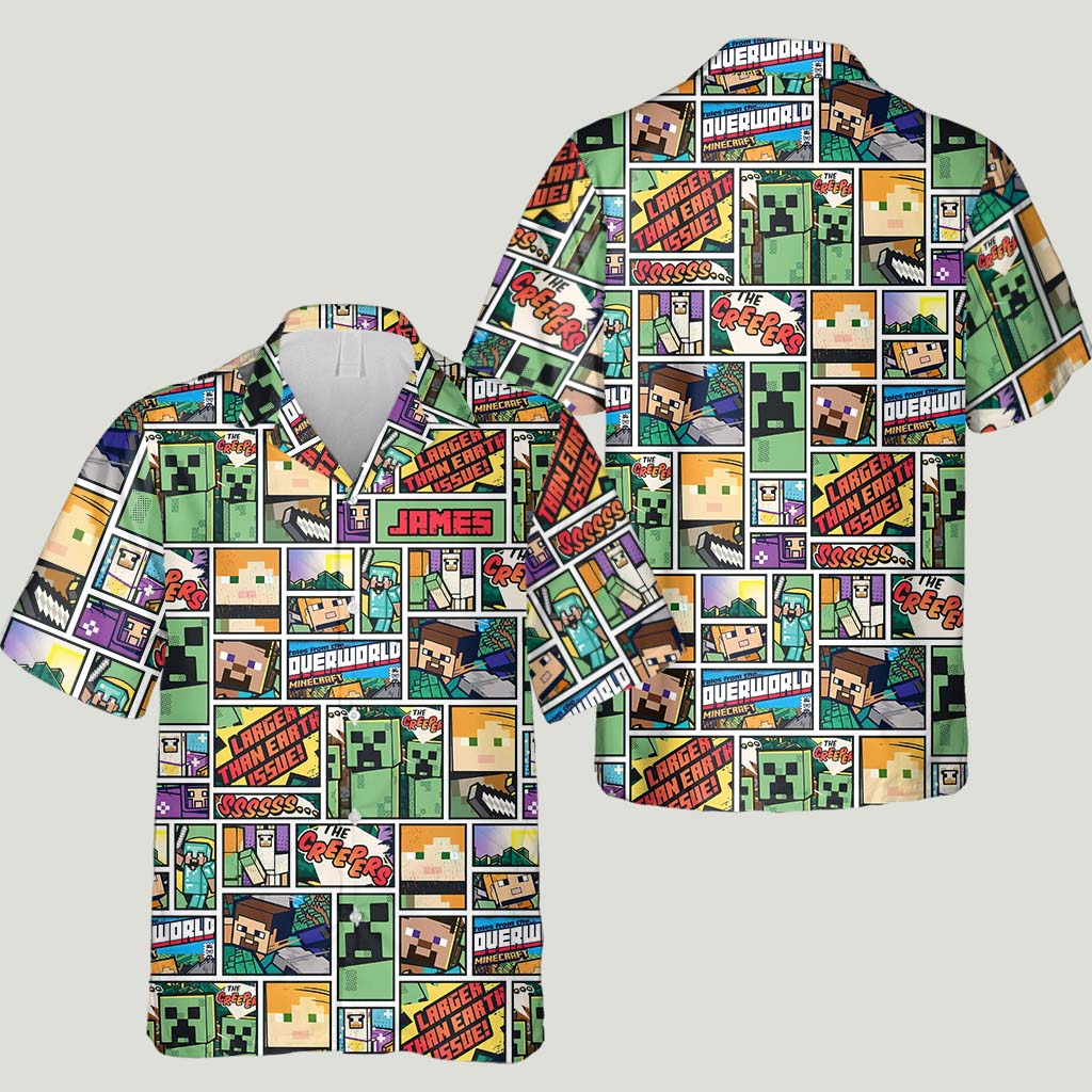 Creeper Adventure - Personalized Block World Hawaiian Shirt