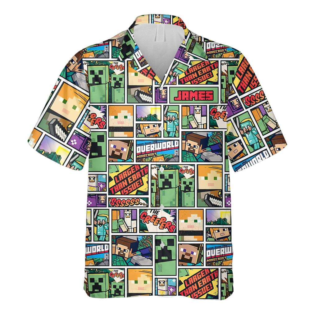 Creeper Adventure - Personalized Block World Hawaiian Shirt
