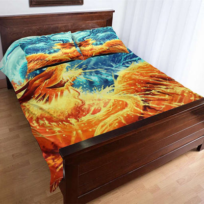 Fire And Ice Dragon Art - Dragon Bedding Set 0921