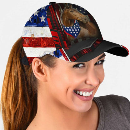 Horse US Flag - Horse Classic Cap 0921