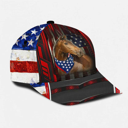 Horse US Flag - Horse Classic Cap 0921