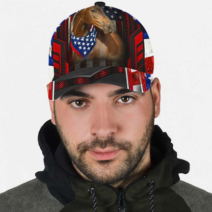 Horse US Flag - Horse Classic Cap 0921