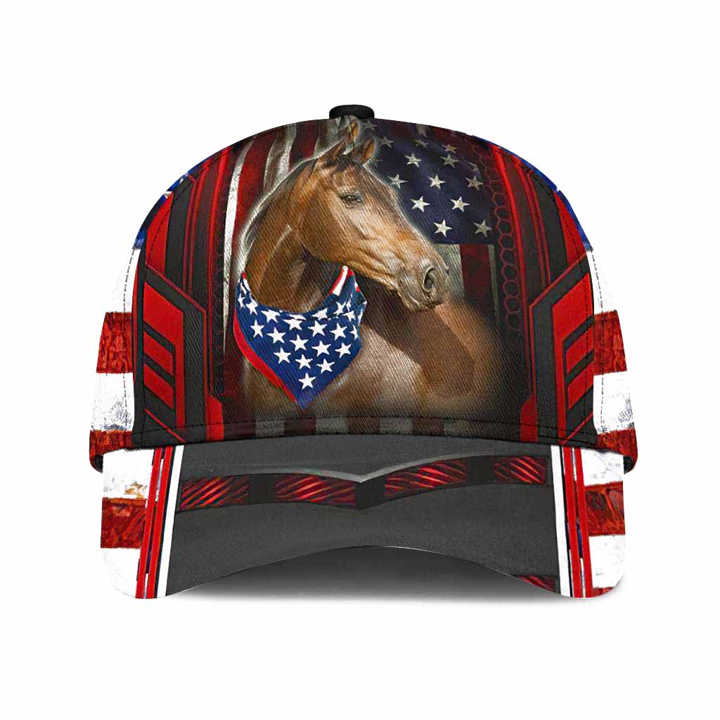 Horse US Flag - Horse Classic Cap 0921