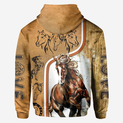 Love Strong Brown Horse All Over T-shirt and Hoodie 0921