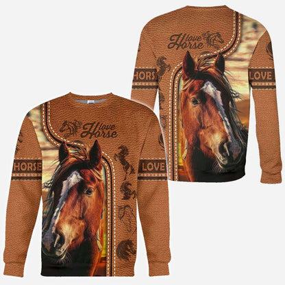 Horse Riding Lover - Horse All Over T-shirt and Hoodie With Leather Print 0921