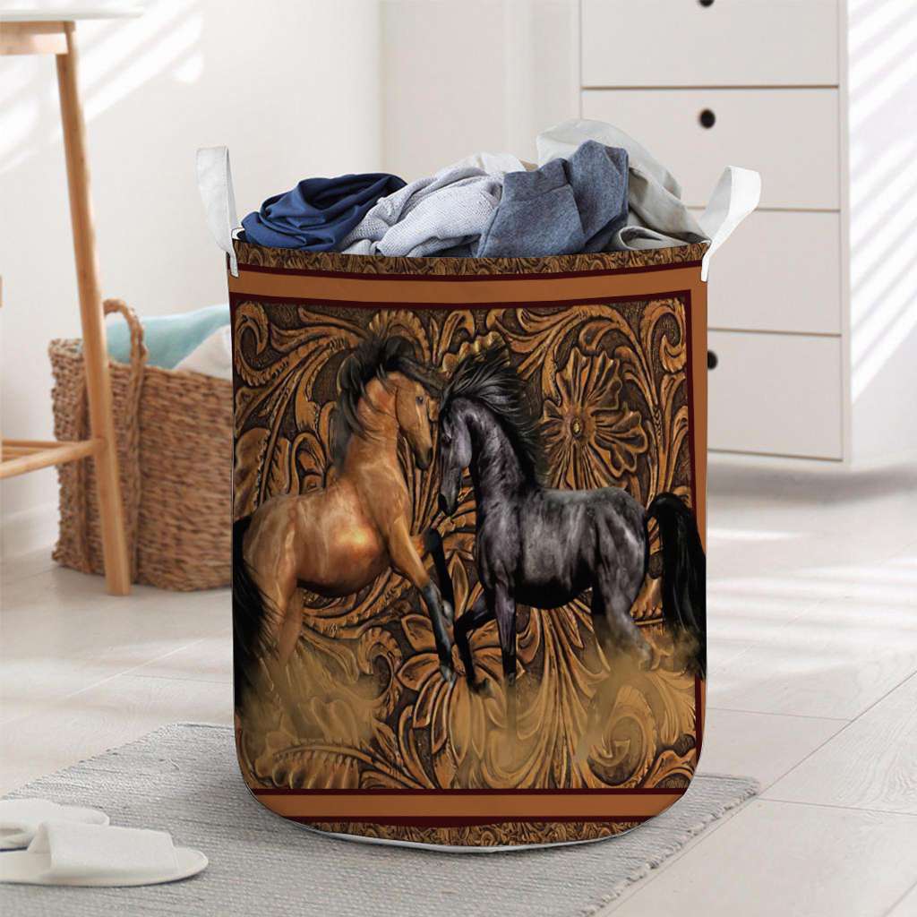 Horses Western - Horse Riding Lover - Horse Owner Laundry Basket 0921