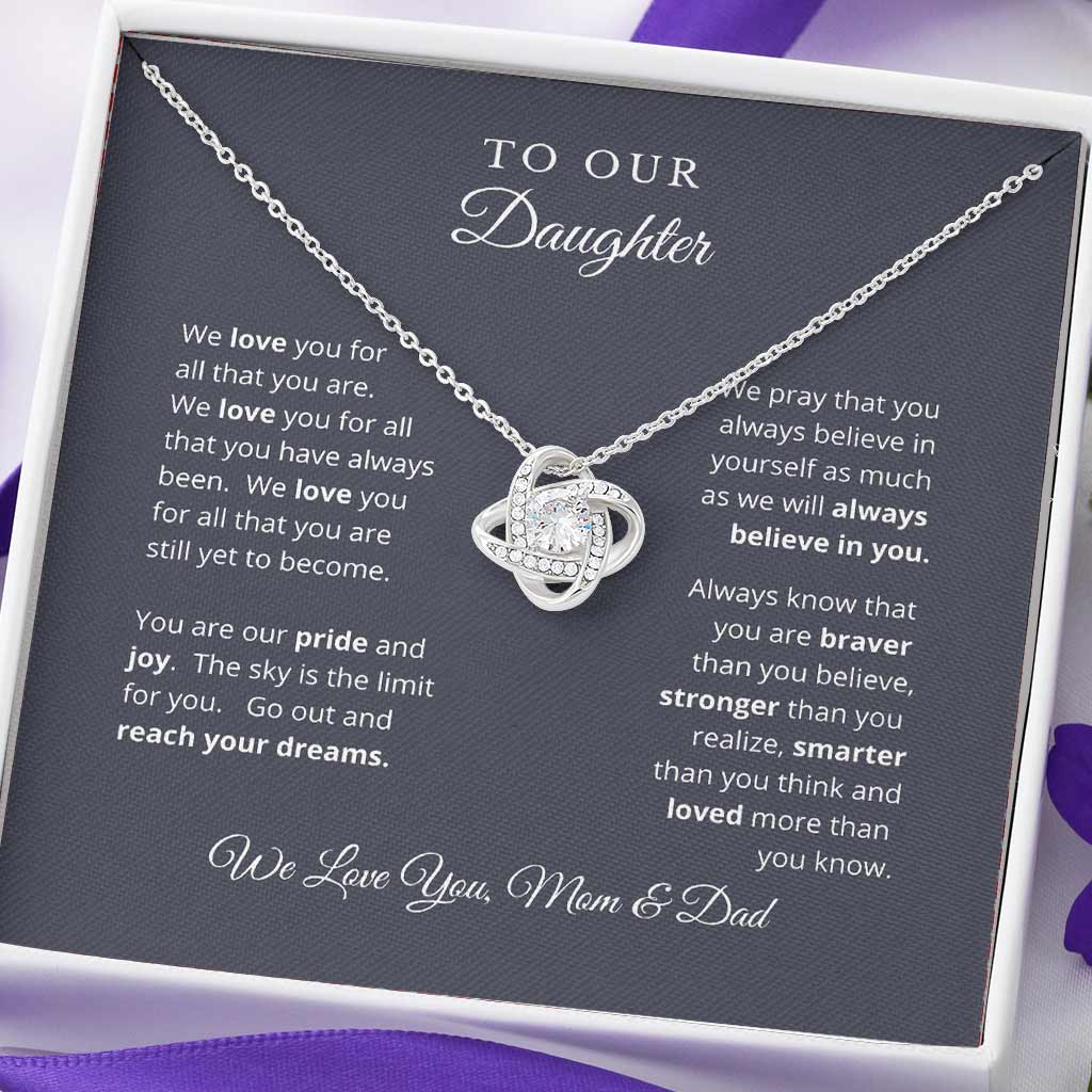 Gift For Daughter From Mom And Dad To Our Daughter - Daughter Love Knot Necklace 0921