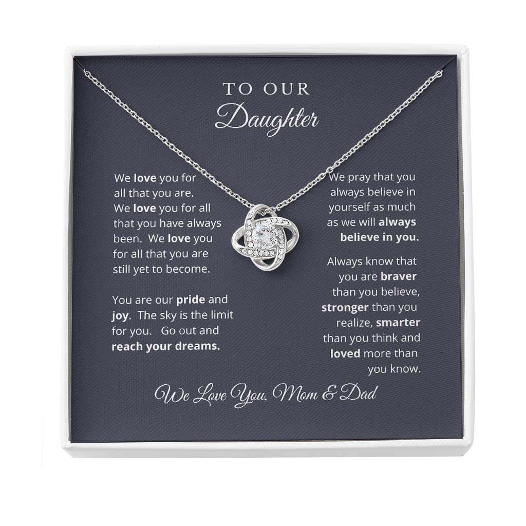 Gift For Daughter From Mom And Dad To Our Daughter - Daughter Love Knot Necklace 0921