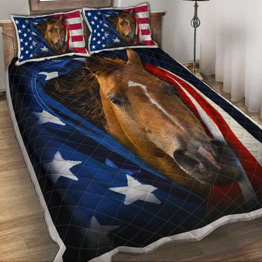 Horse Flag USA - Horse Quilt Set 0921