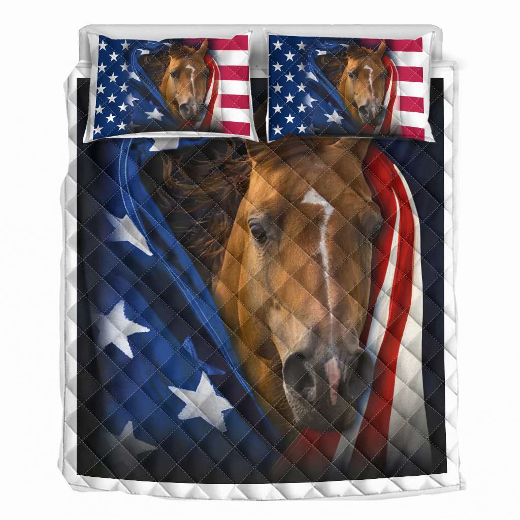 Horse Flag USA - Horse Quilt Set 0921