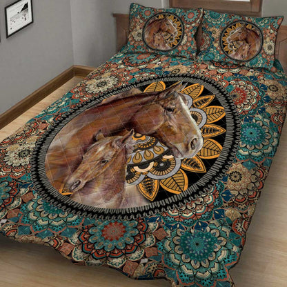 Horse Mother And Baby Horse Mandala - Horse Quilt Set 0921