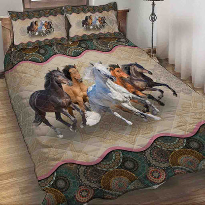 Five Horses Vintage Mandala - Horse Quilt Set 0921