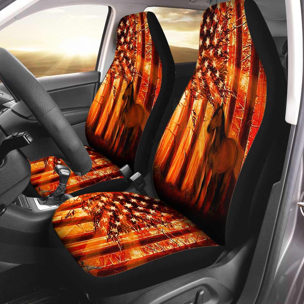 Horse American Flag Sunset - Horse Seat Covers 0921