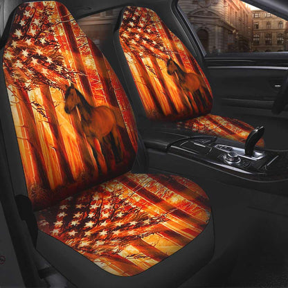 Horse American Flag Sunset - Horse Seat Covers 0921