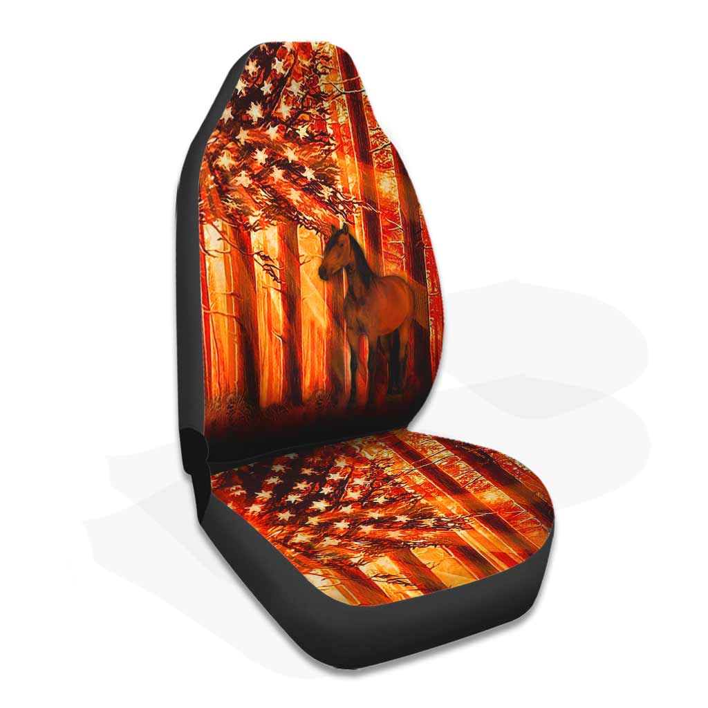 Horse American Flag Sunset - Horse Seat Covers 0921