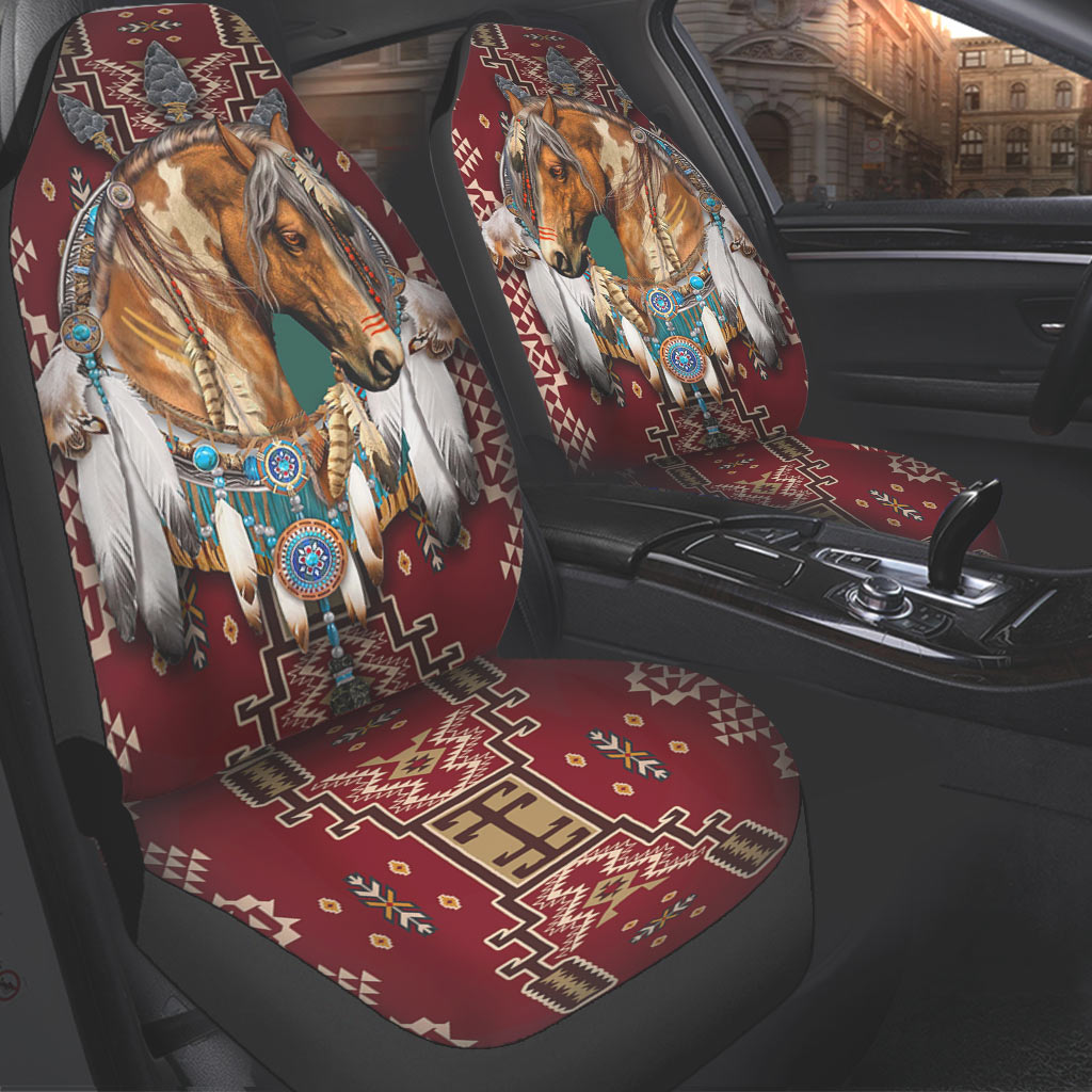 Horse Native American Red Pattern - Horse Seat Covers 0921