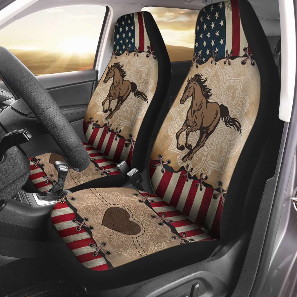 Horse America Flag - Horse Seat Covers 0921