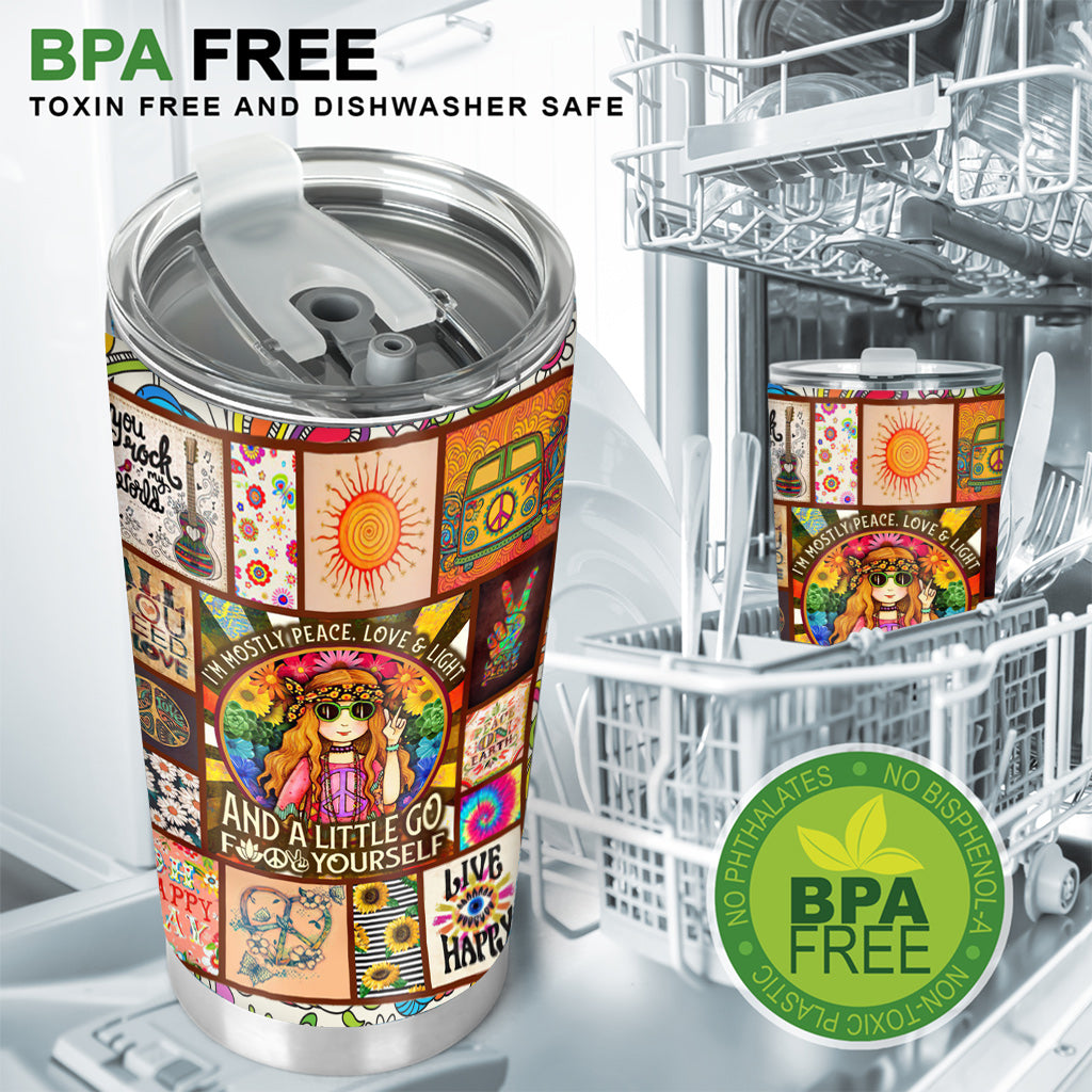 I'm Mostly Peace Love Light And A Little Go F Yourself-  Hippie Tumbler 0921