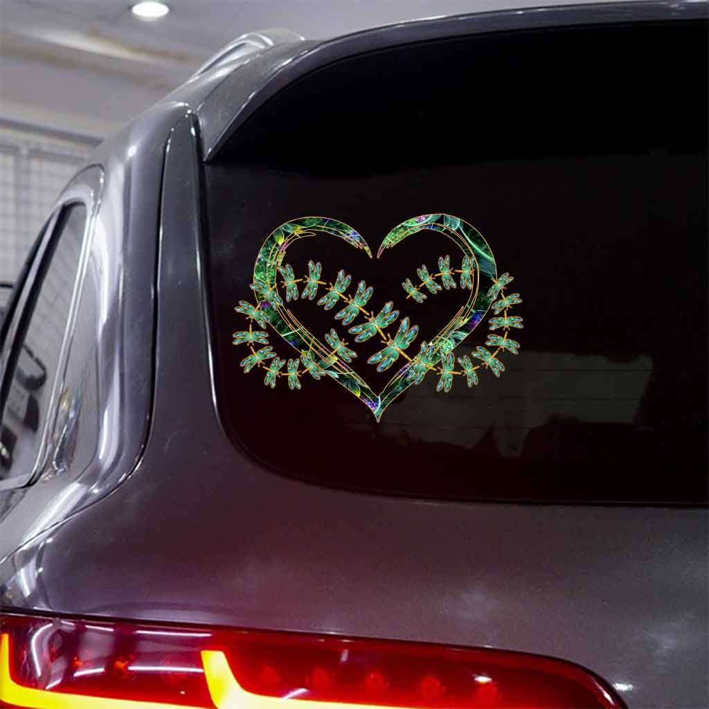 Dragonflies Lovers Heart - Shaped Decal Full