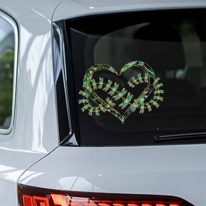 Dragonflies Lovers Heart - Shaped Decal Full