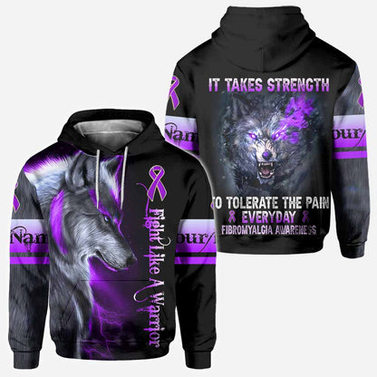 Fight Like A Warrior - Personalized Fibromyalgia Awareness All Over T-shirt and Hoodie