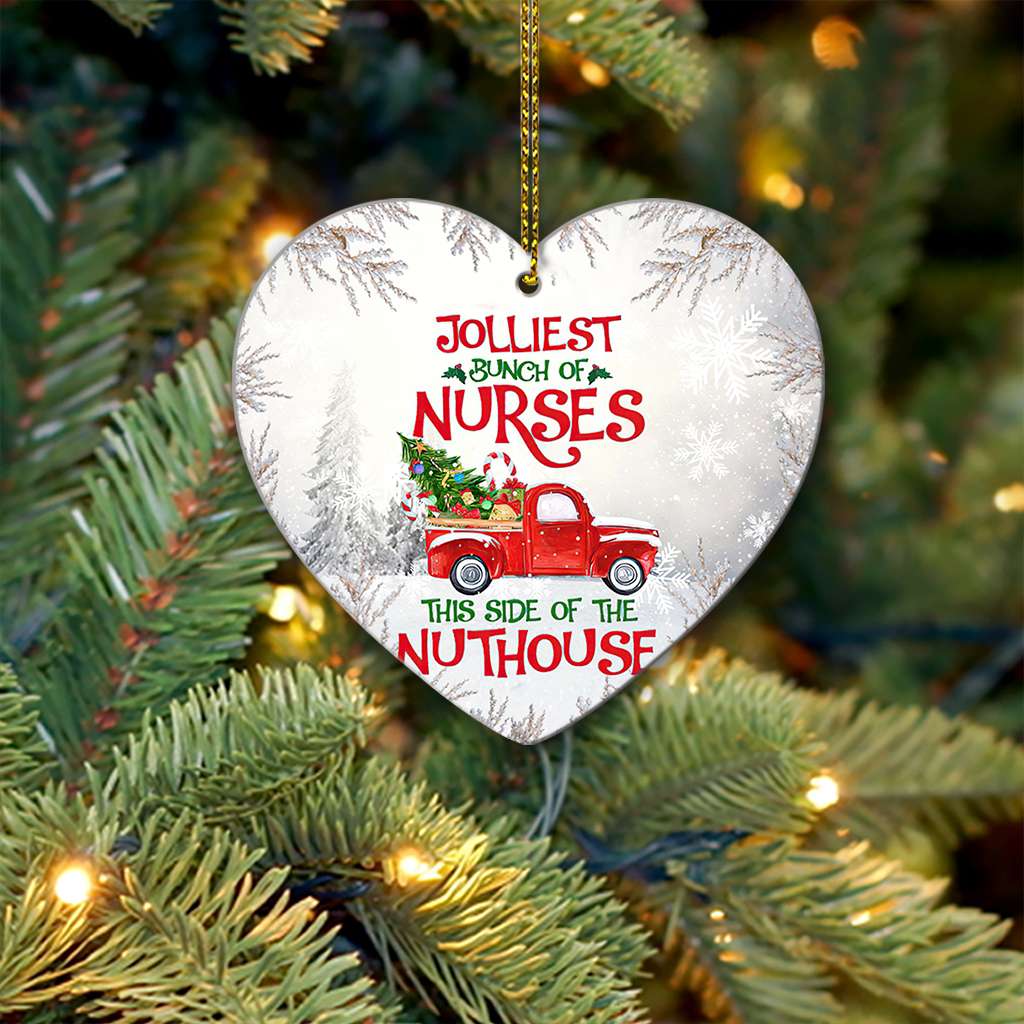 Jolliest Bunch Of Nurses Nurse - Heart Aluminium Ornament (Printed On Both Sides) 1122