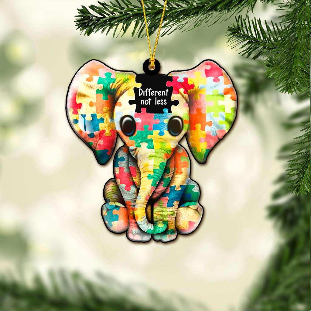 Autism Puzzle Elephant - Autism Awareness Ornament (Printed On Both Sides) 1022