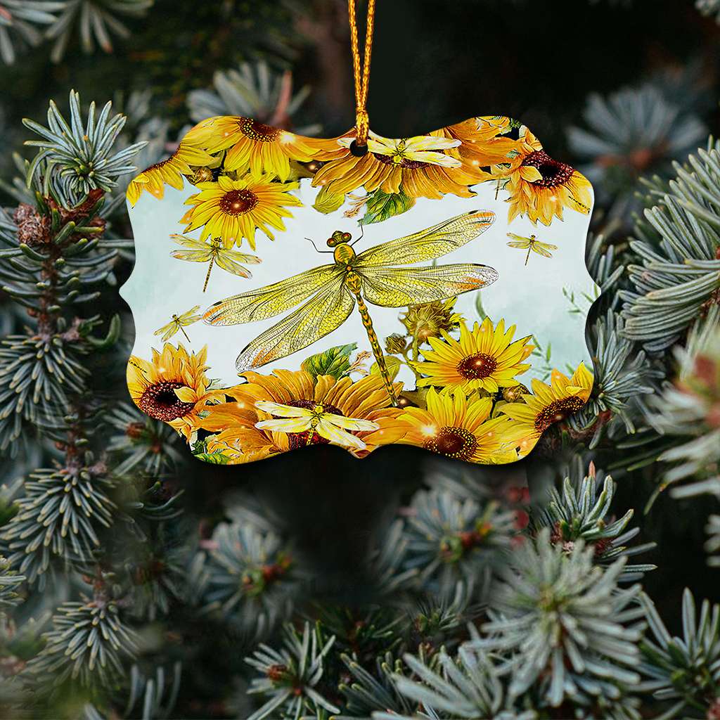 Dragonfly Sunflower - Dragonfly Ornament (Printed On Both Sides) 1022