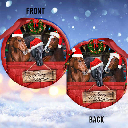 Horse Christmas At The Barn - Horse Ornament (Printed On Both Sides) 1022