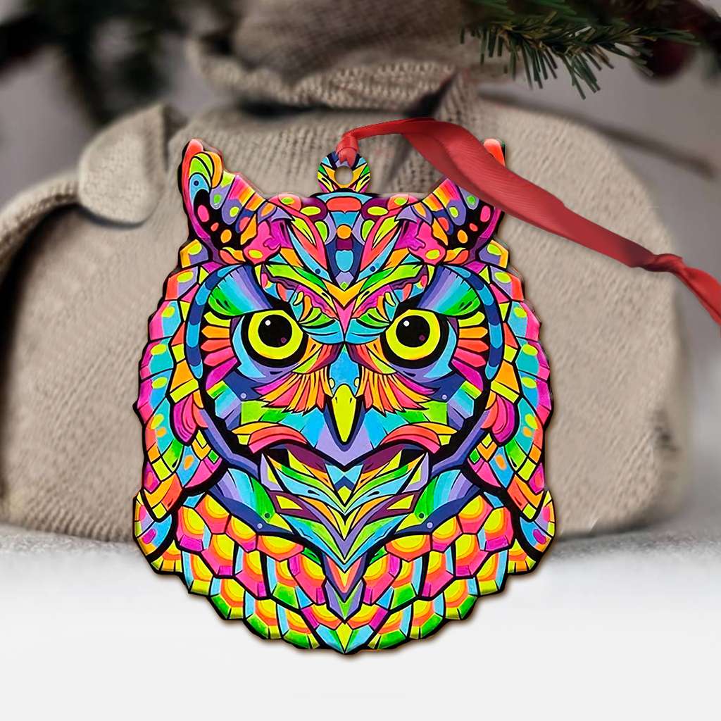 Vibrant Hippie Owl - Owl Ornament (Printed On Both Sides) 1122