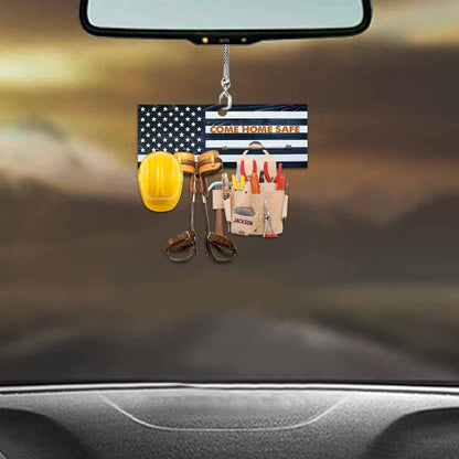 Come Home Safe - Personalized Lineman Transparent Car Ornament