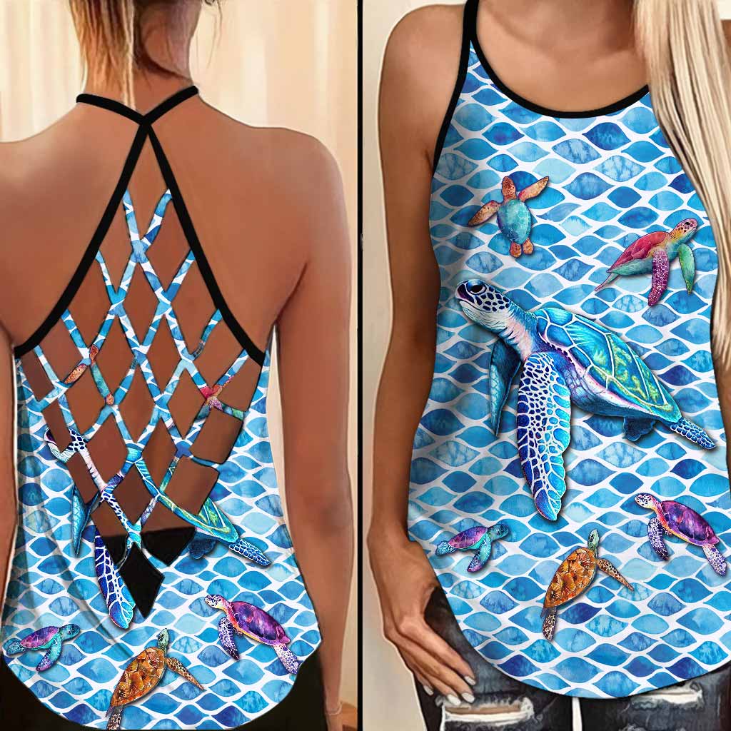 Salty Lil' Beach - Turtle Cross Tank Top