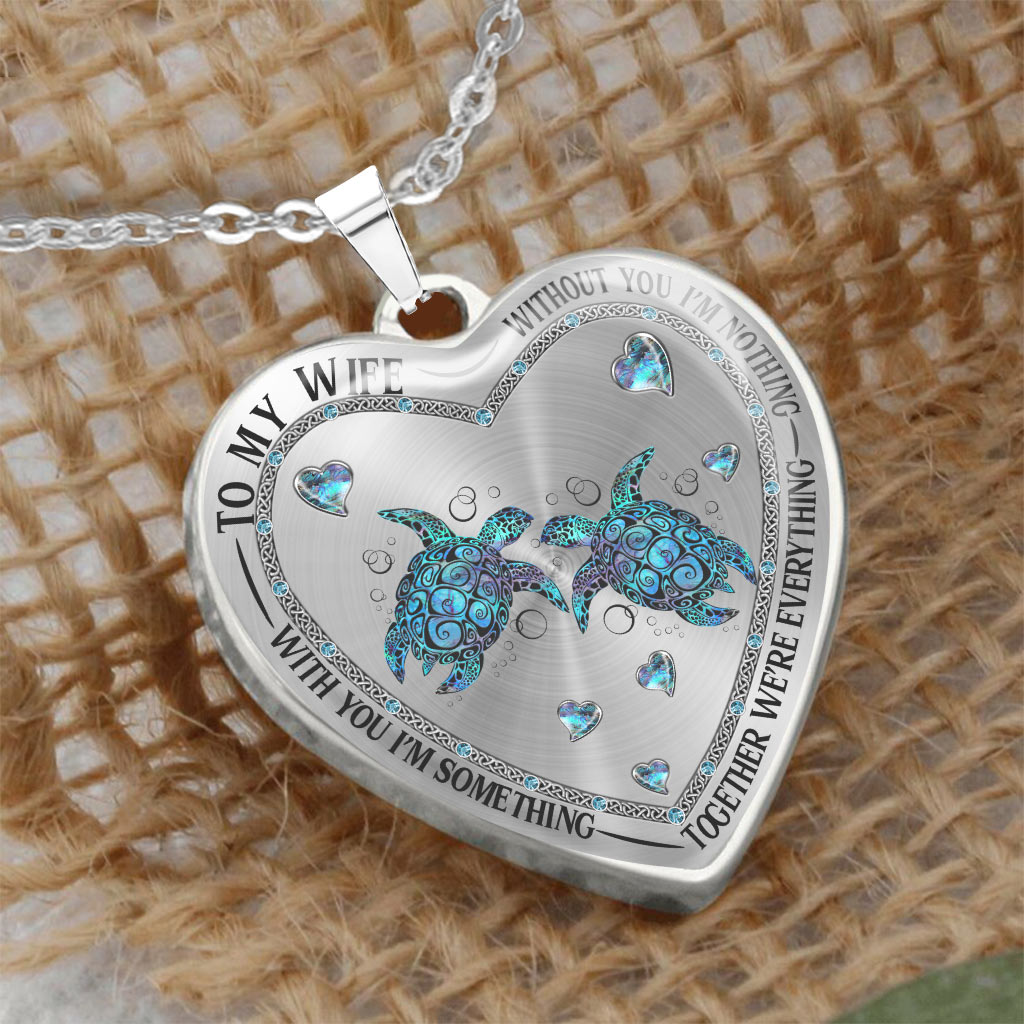 Without You I'm Nothing - Personalized Couple Turtle Heart Pendant Necklace