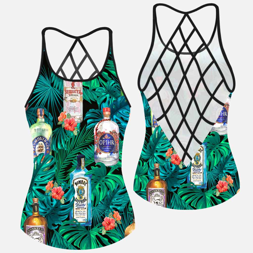 Let The Fun Be-gin Tropical Pattern - Gin Cross Tank Top